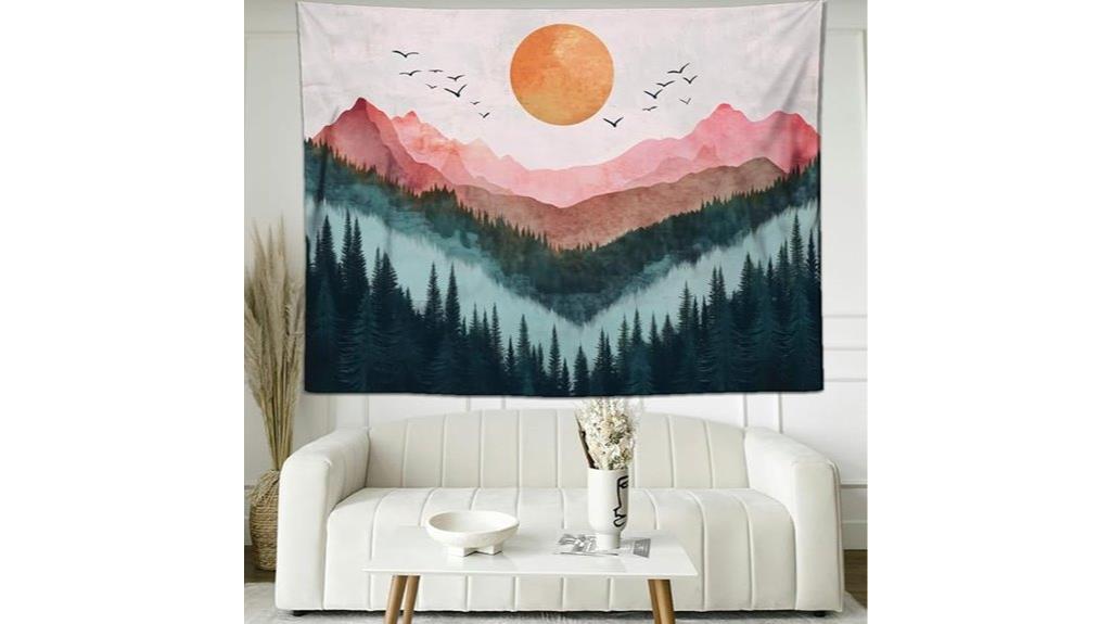 sunset mountain forest tapestry