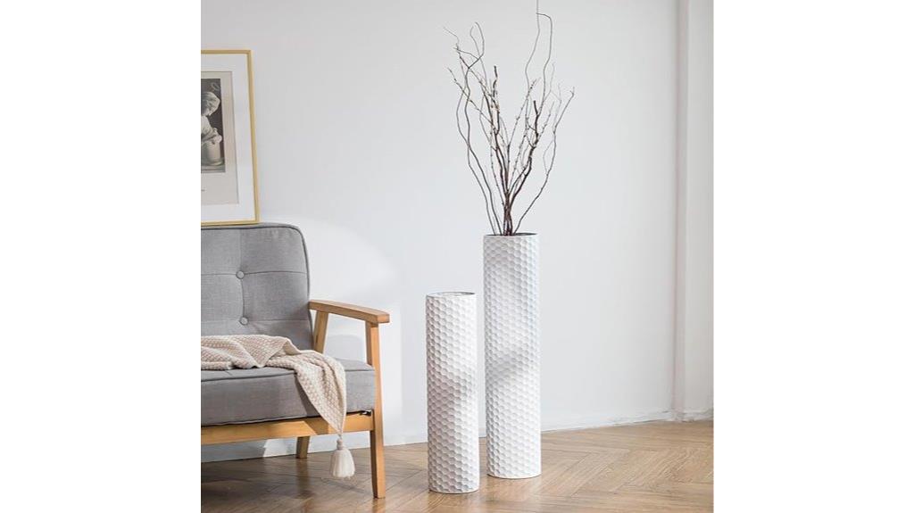 tall metallic floor vases