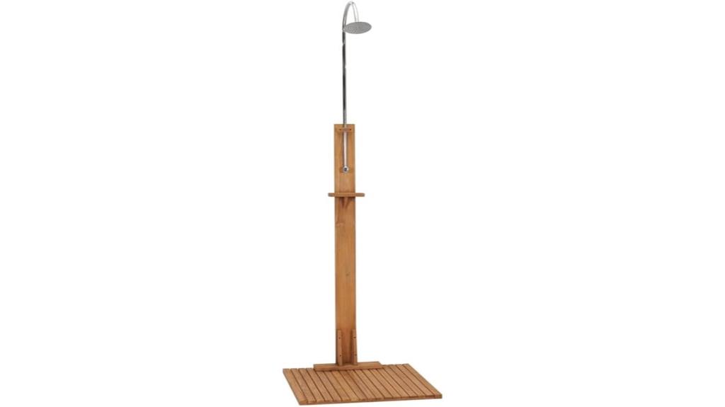 teak steel garden shower
