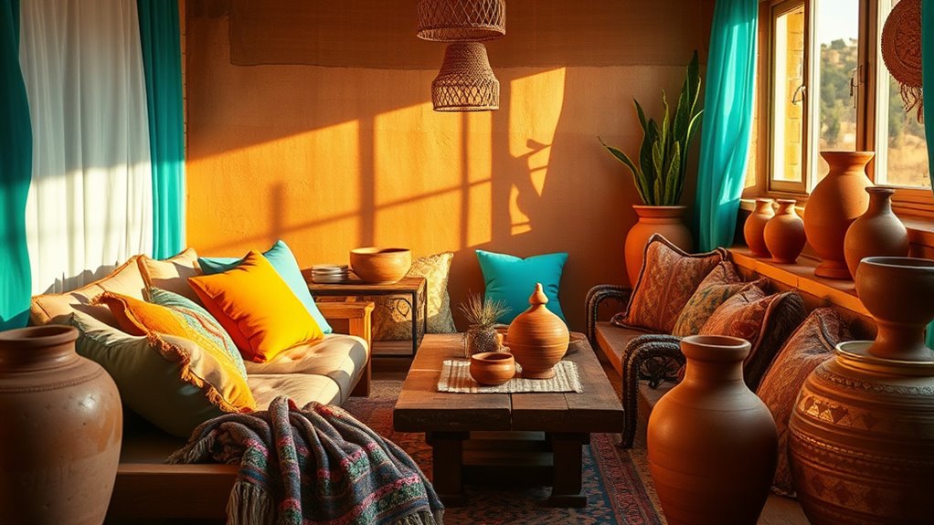 terracotta enhances bohemian warmth
