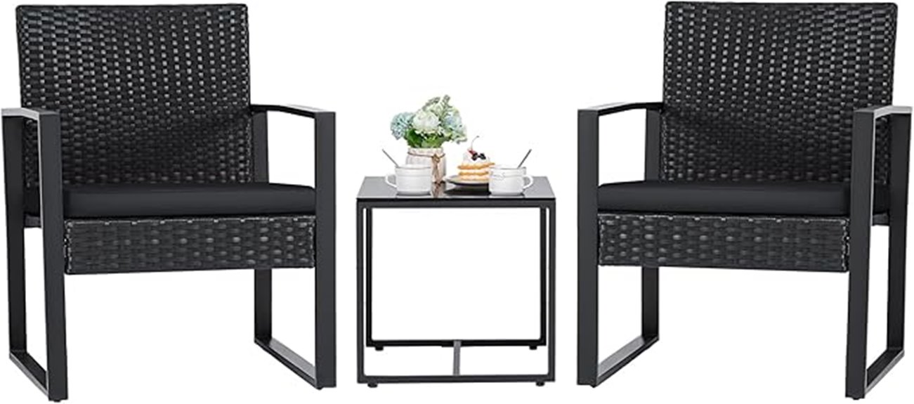 three piece wicker patio set