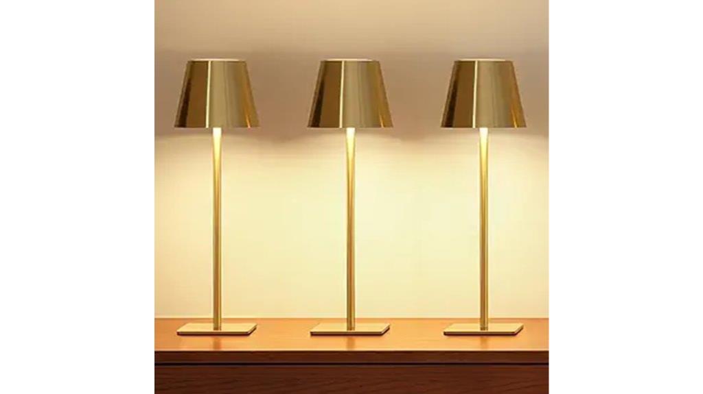 three rechargeable table lamps