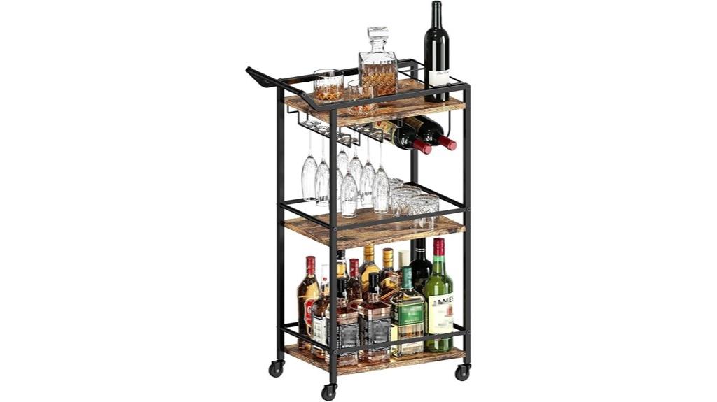 three tier bar cart