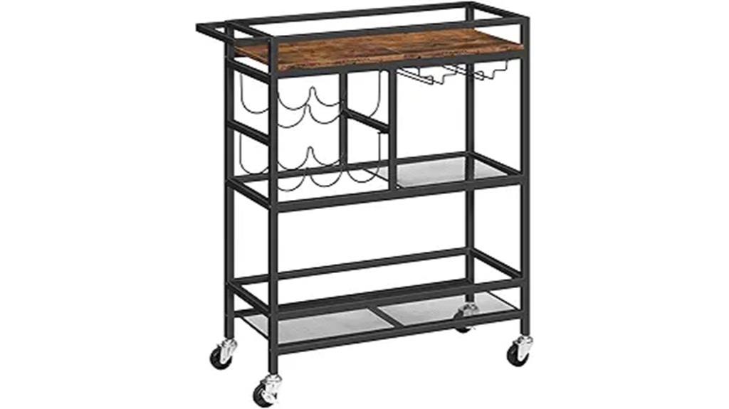 three tier mobile bar cart