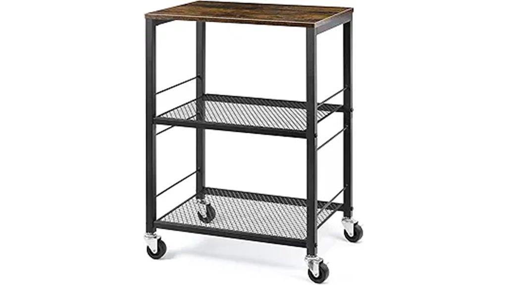 three tier rolling storage cart