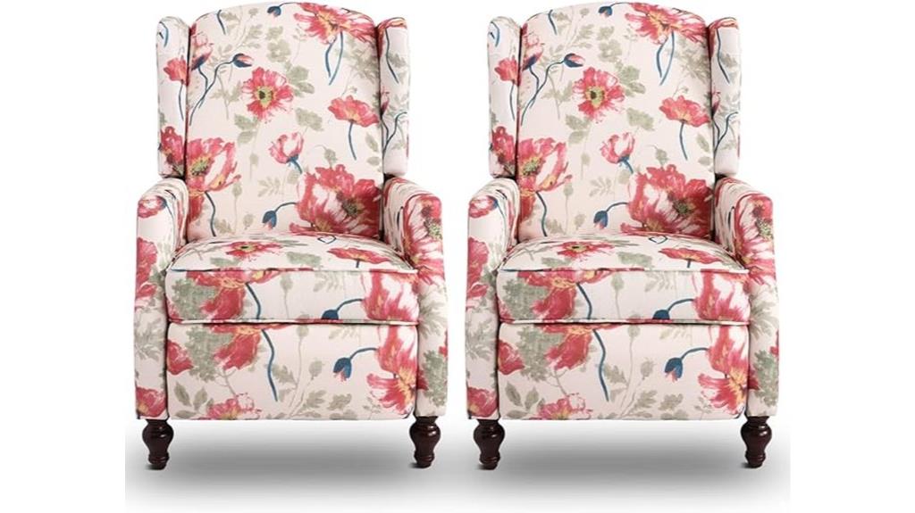 traditional padded wingback recliner