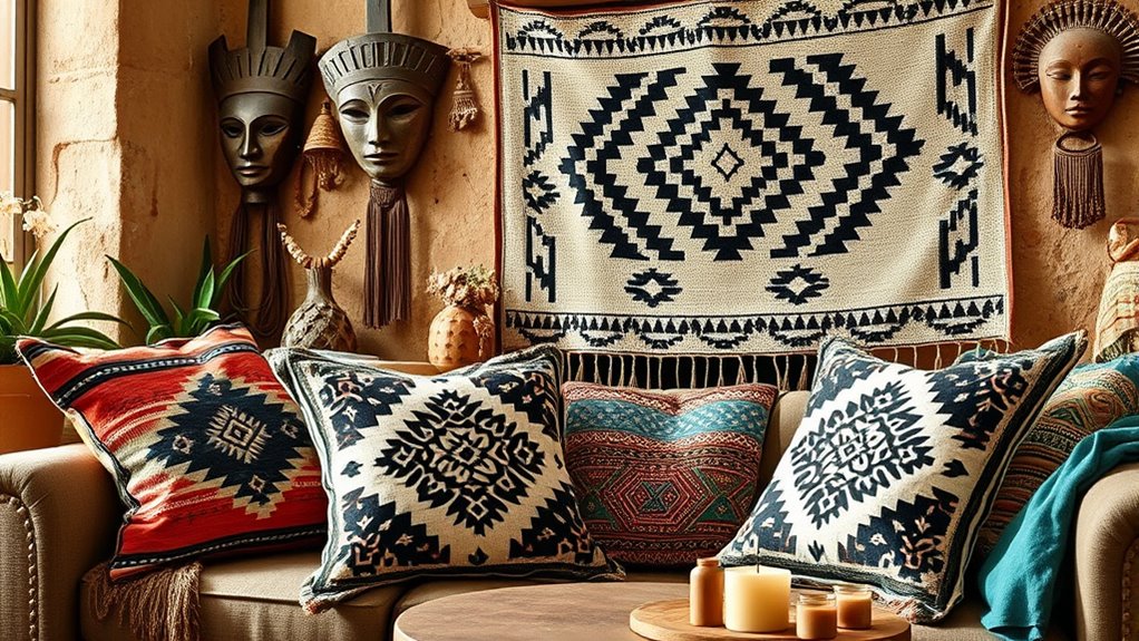 tribal inspired colorful geometric accents