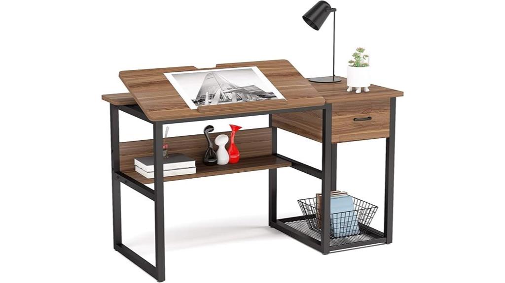 tribesigns drafting table with storage