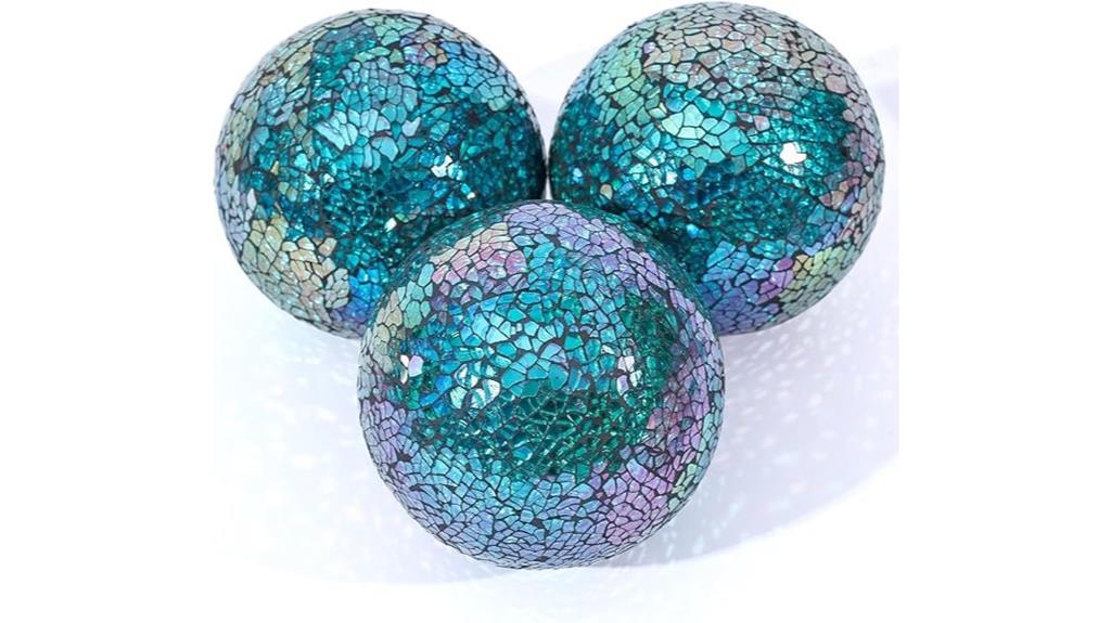 turquoise decorative glass orbs