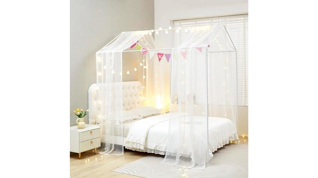 twin bed canopy lights