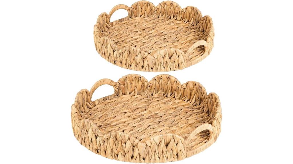 two pack wicker serving trays