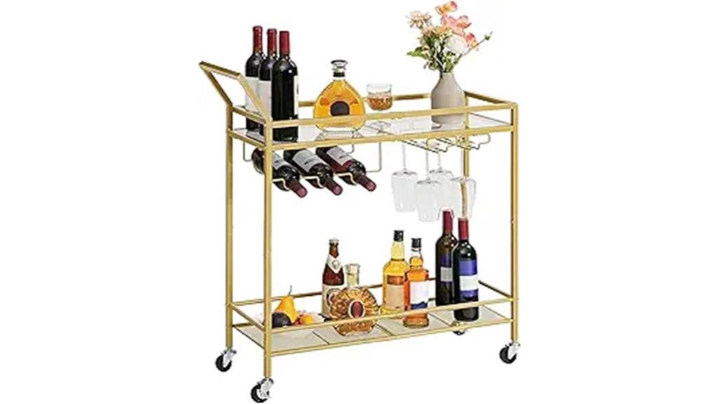two tier bar cart