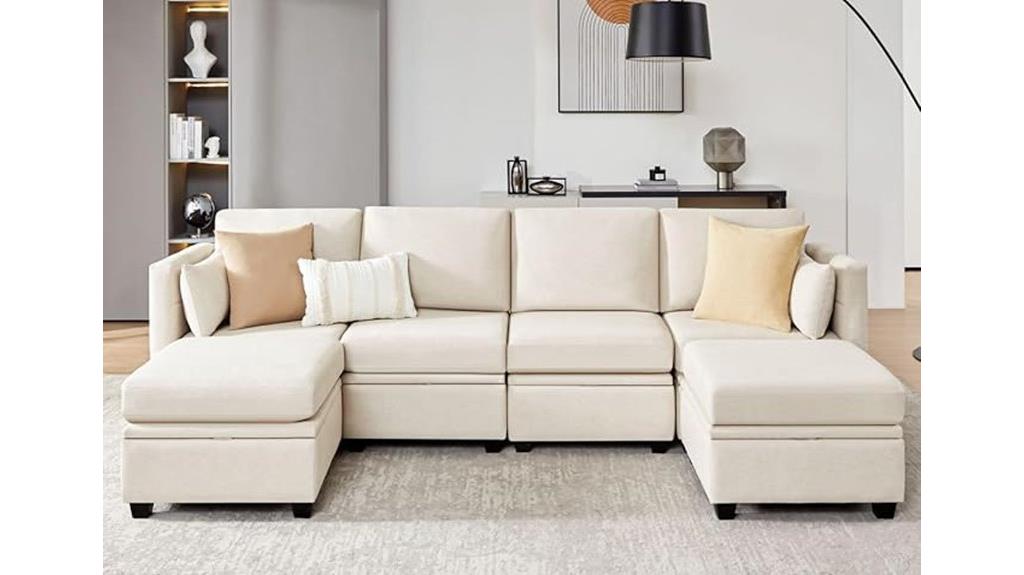 u shaped storage sectional
