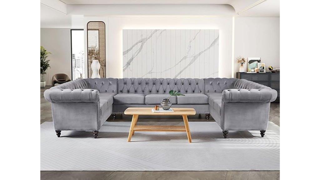 u shaped velvet sectional