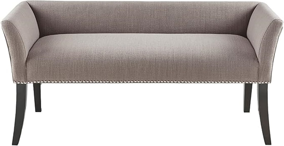 upholstered nailhead accent bench