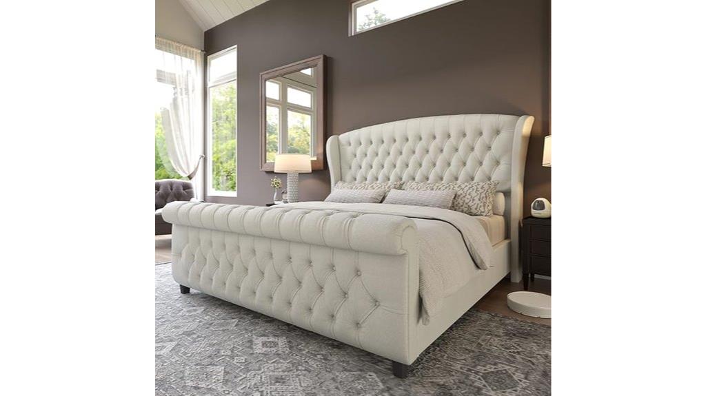 upholstered queen bed frame