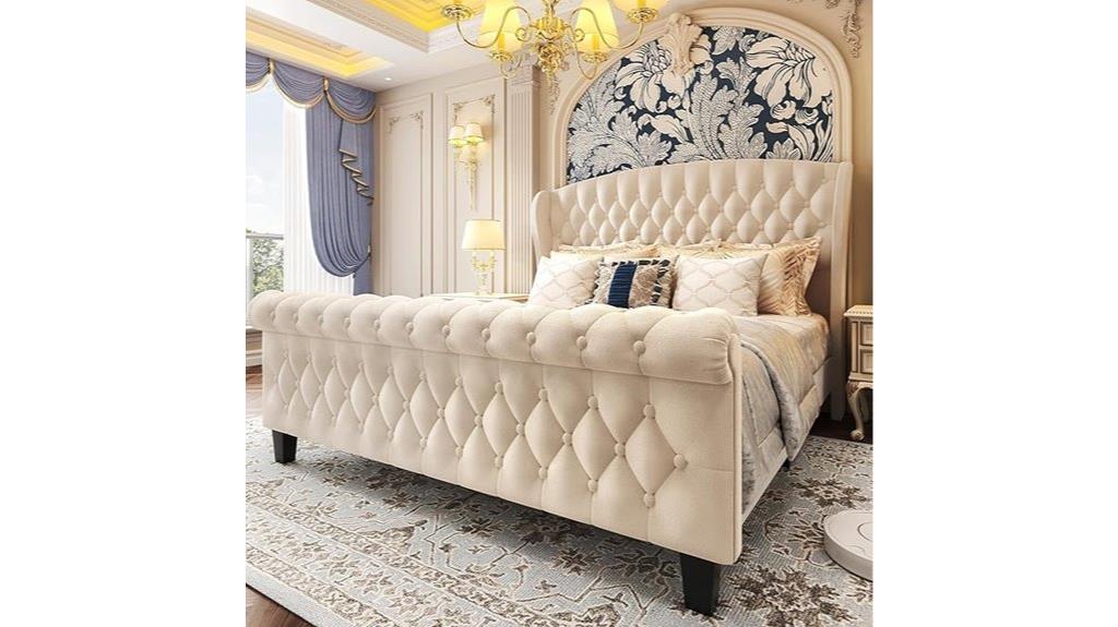 upholstered queen bed frame