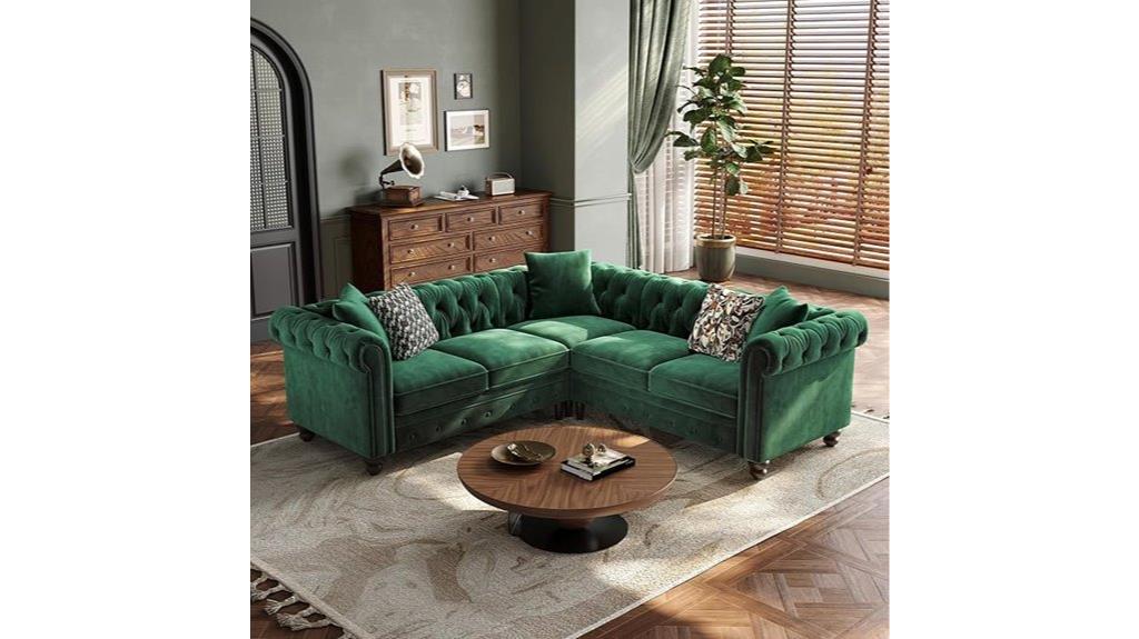velvet l shaped sofa