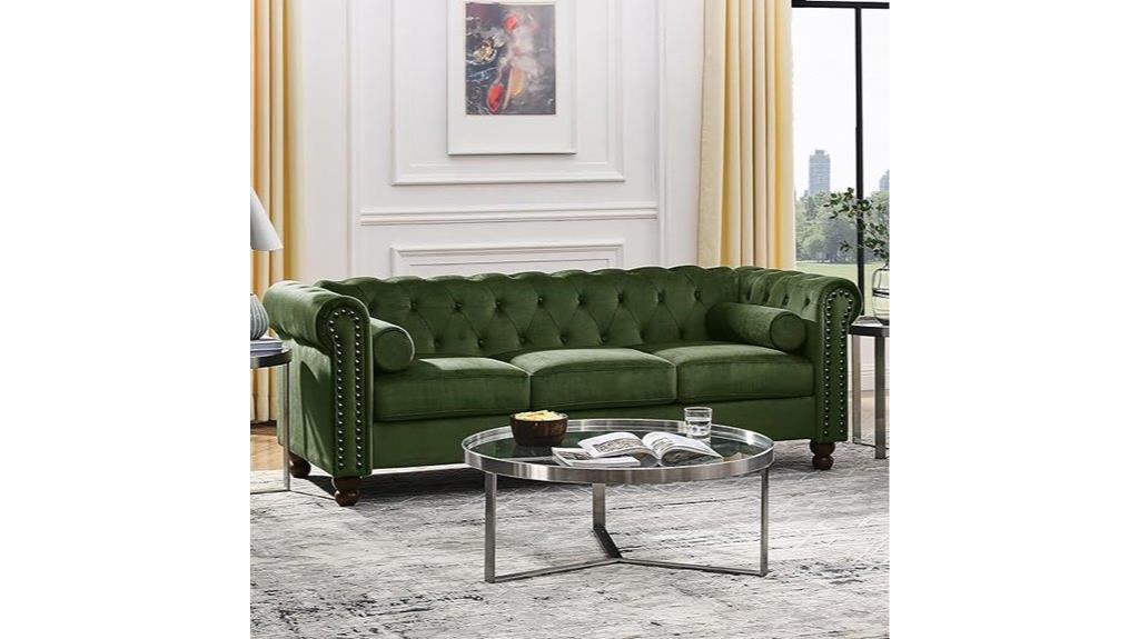 velvet tufted living room
