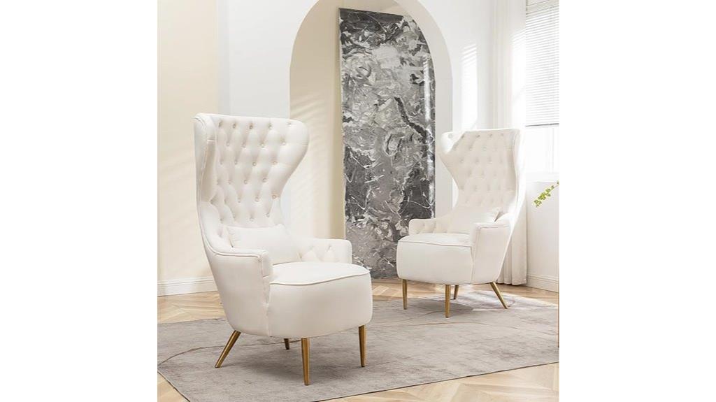 velvet wingback chair set
