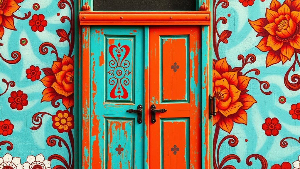 vibrant artistic door murals
