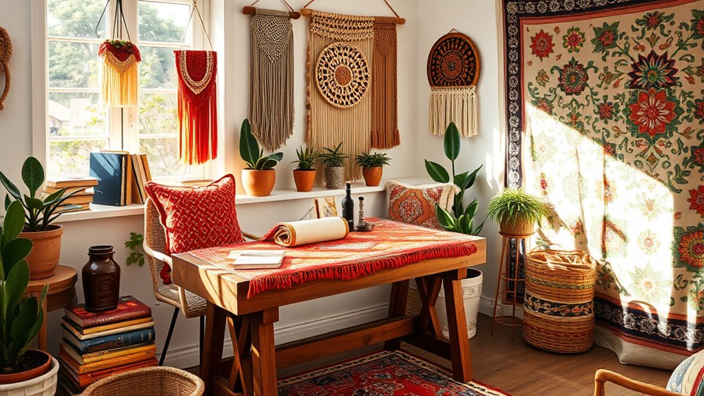 vibrant textiles and pattern mixing