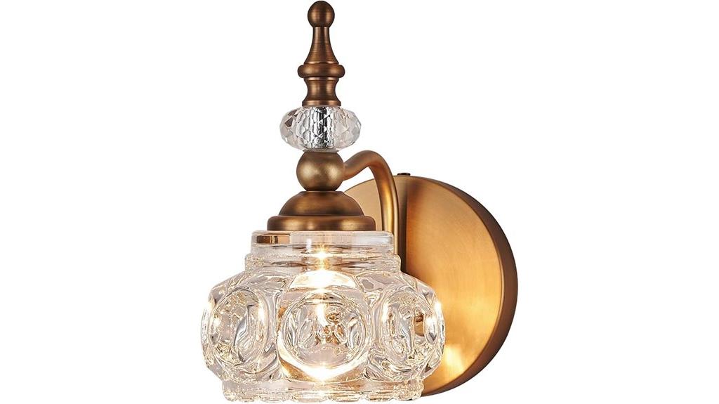 vintage brass crystal sconce
