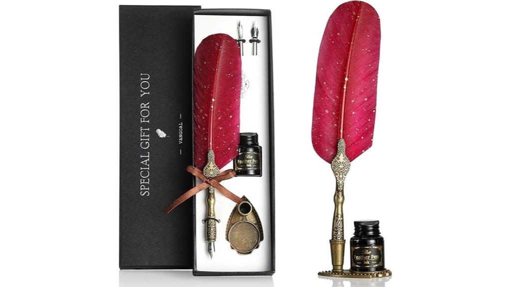 vintage feather pen set