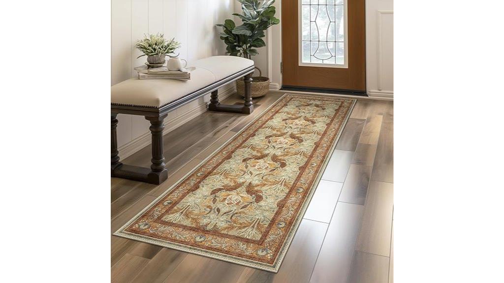 vintage floral microfiber runner