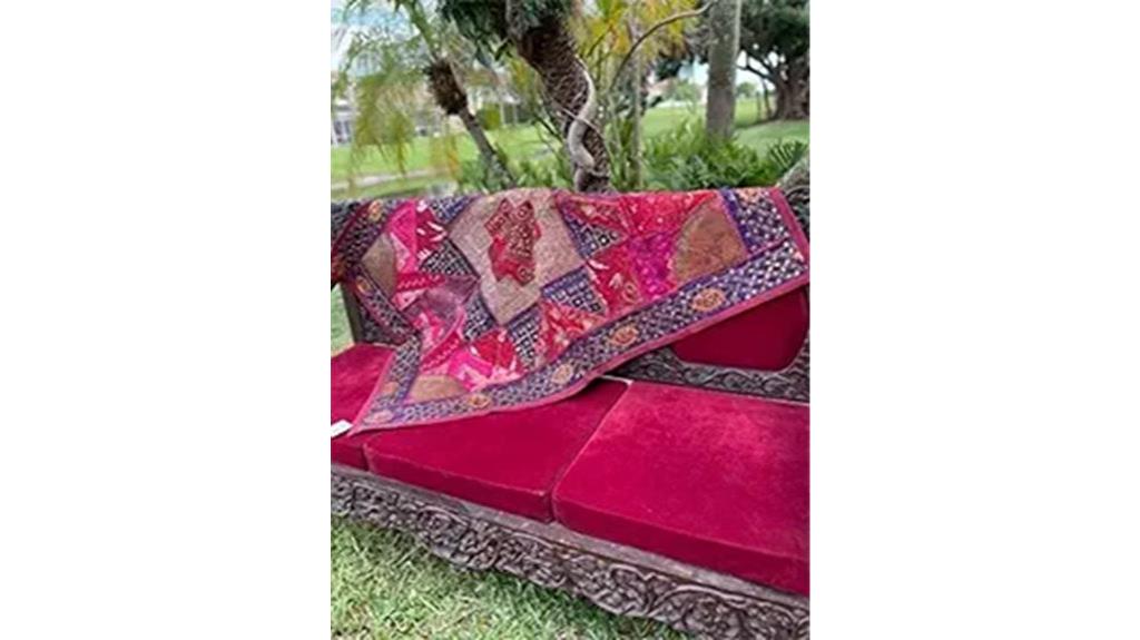 vintage pink embroidered wall hanging