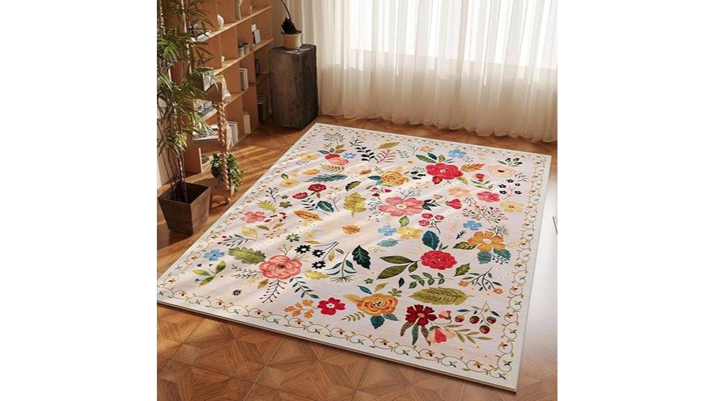 washable floral boho rug