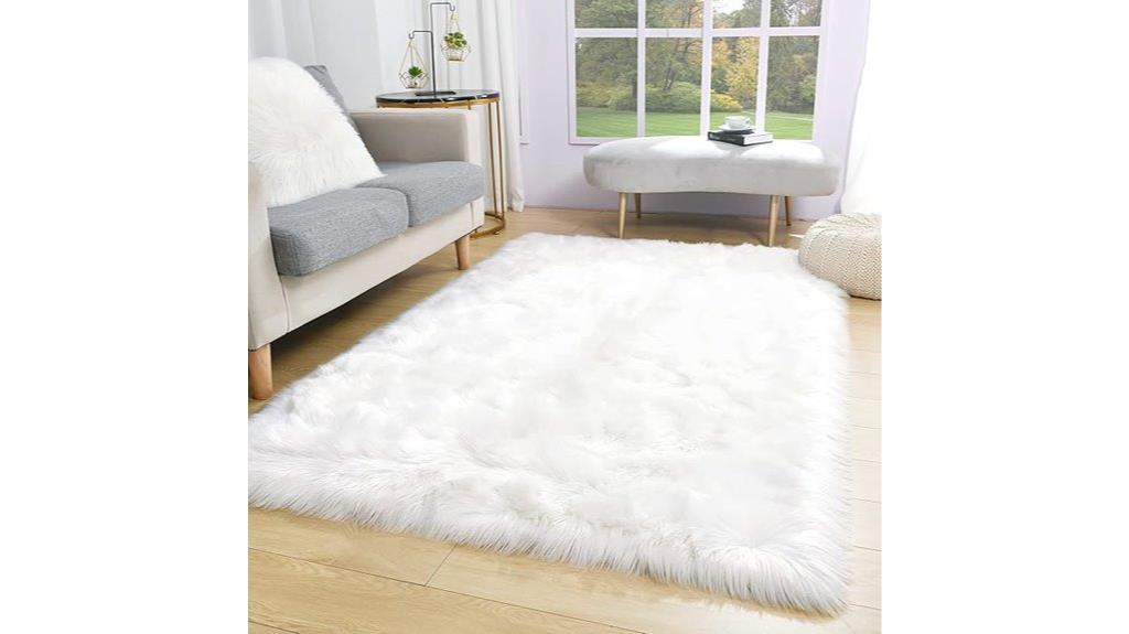white faux sheepskin rug