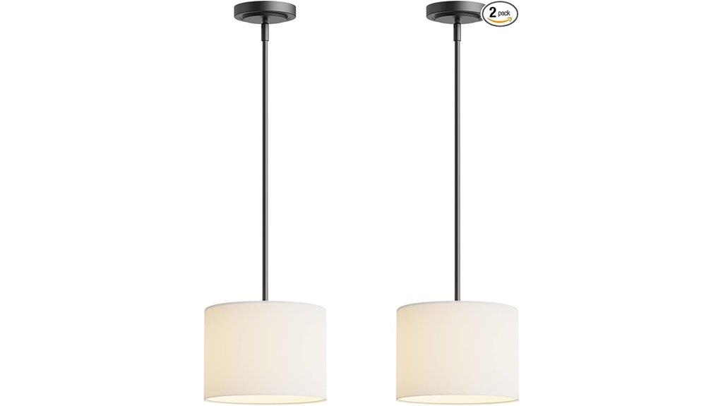 white linen drum shades