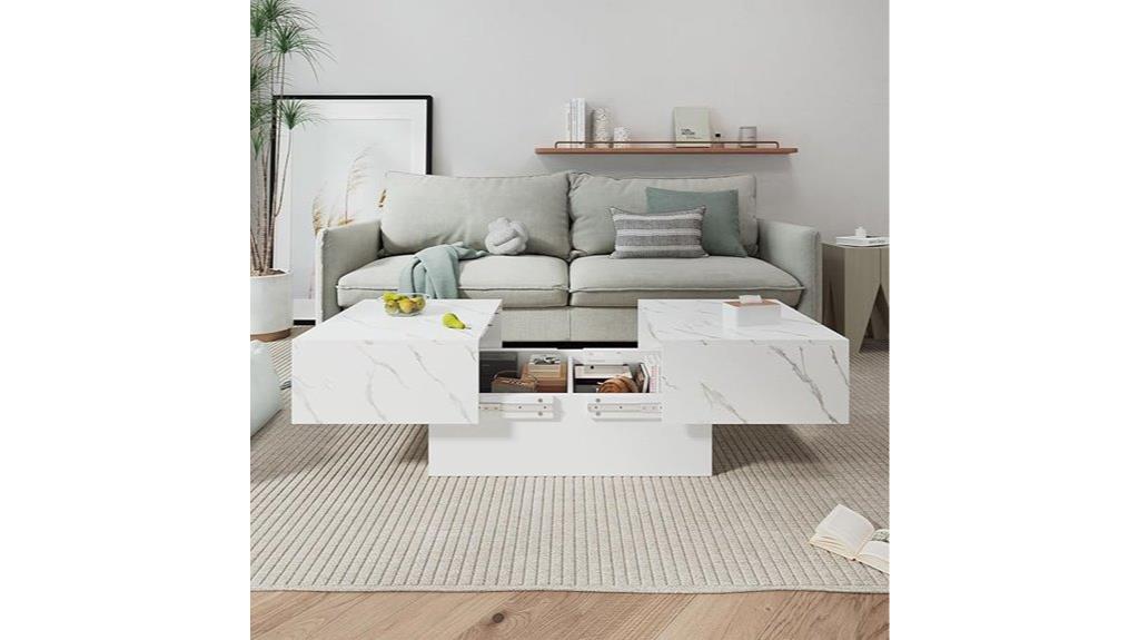 white marble storage table