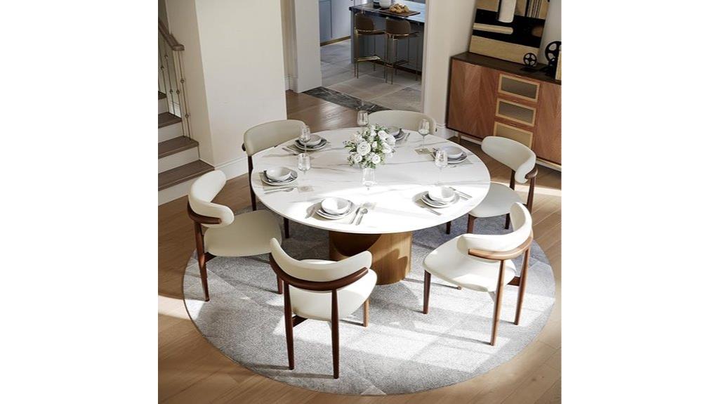 white sintered stone dining