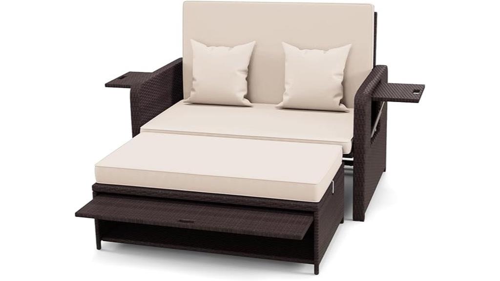 wicker daybed with ottoman