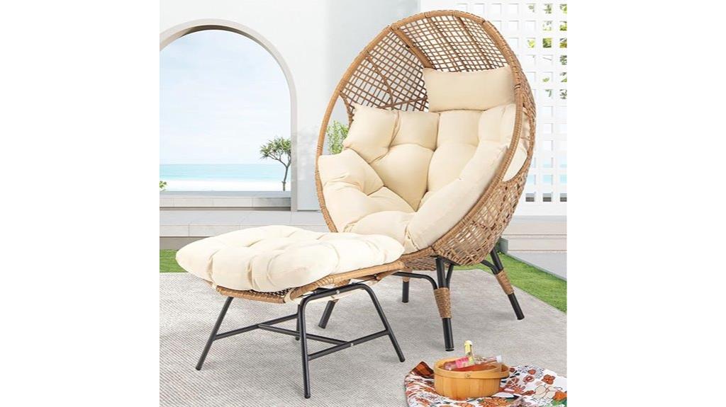 wicker egg chair ottoman