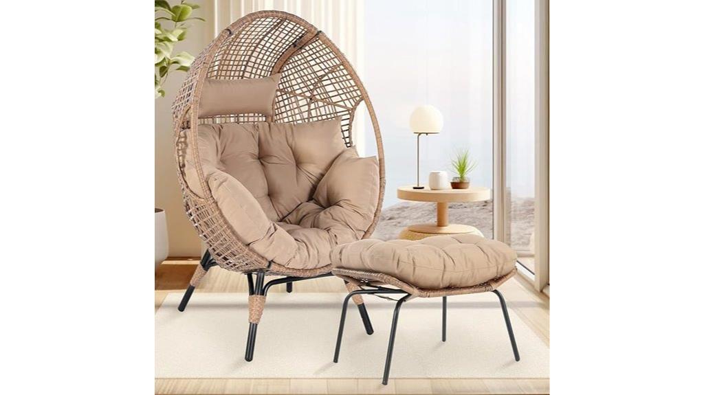 wicker egg chair set