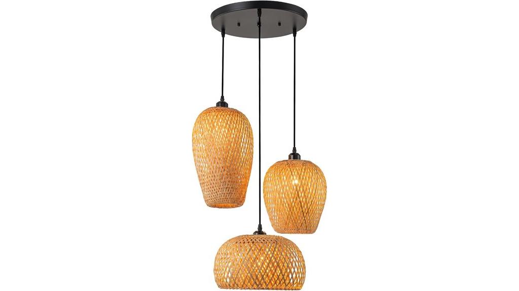 wicker shade rattan pendant