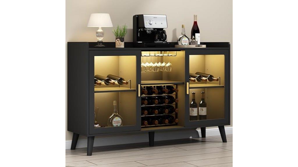 wine bar cabinet with led