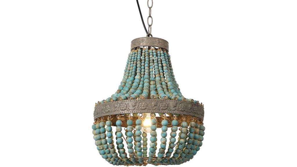 wood bead pendant lighting
