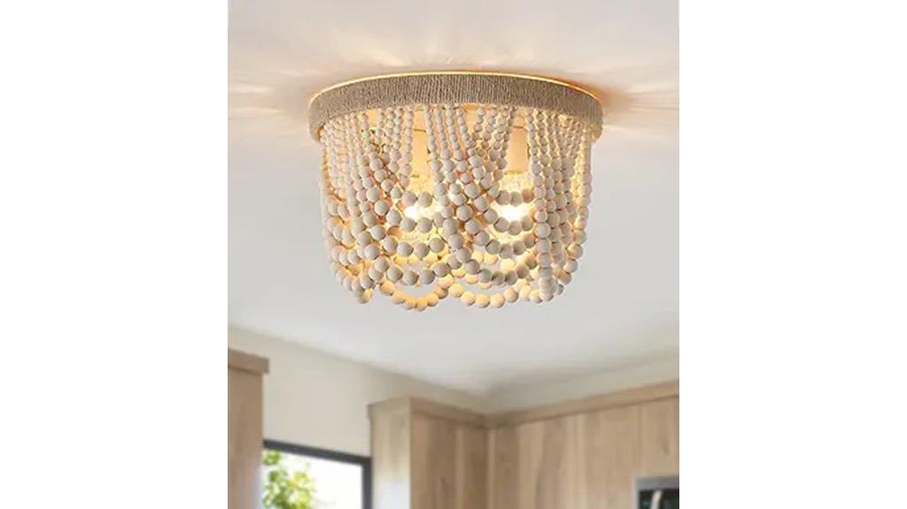 wood beaded ceiling light
