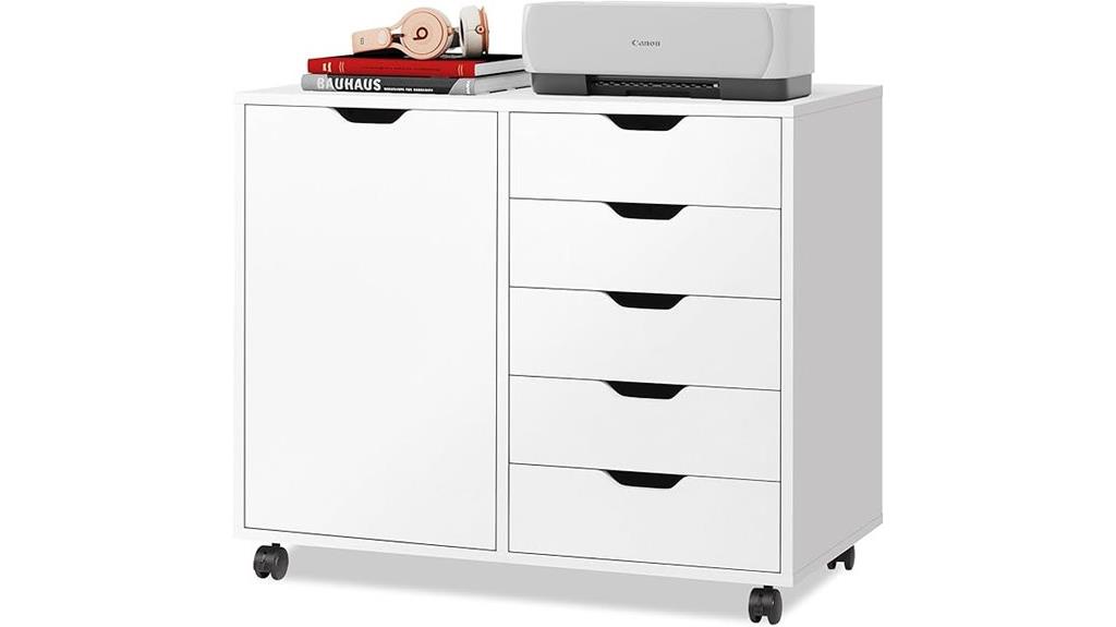 wooden 5 drawer storage cabinet