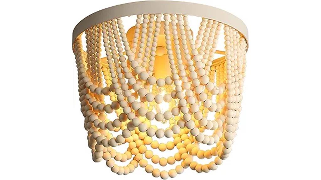 wooden beaded ceiling lamp
