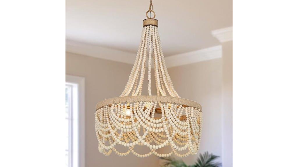 wooden beaded chandelier