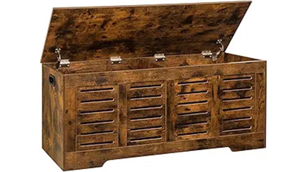 wooden chest with safety hinges
