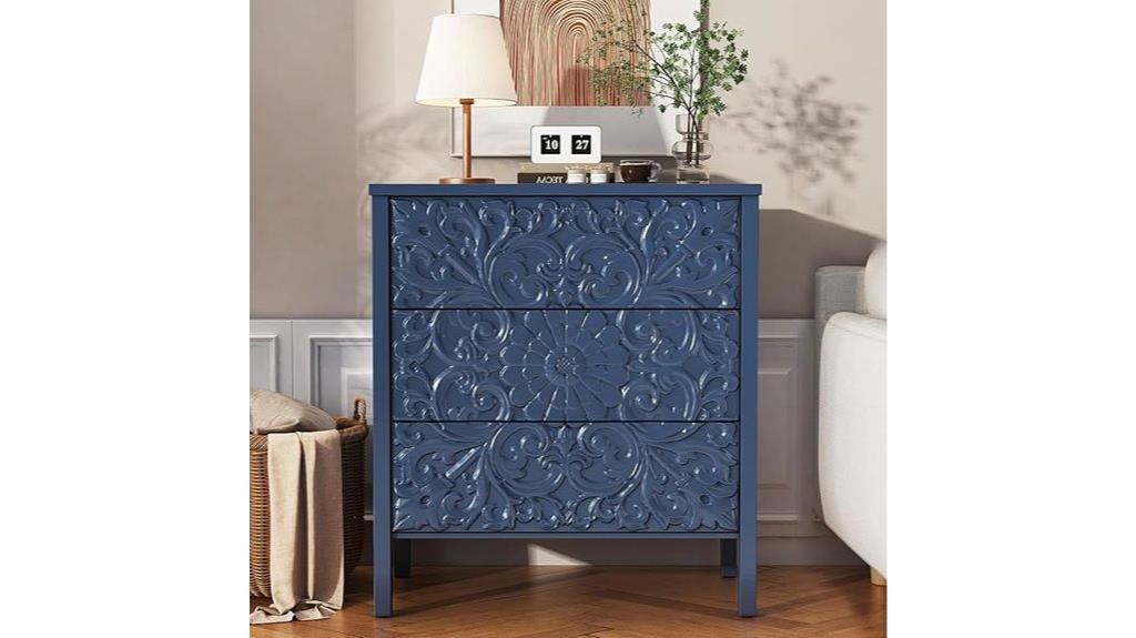 wooden floral dresser chest