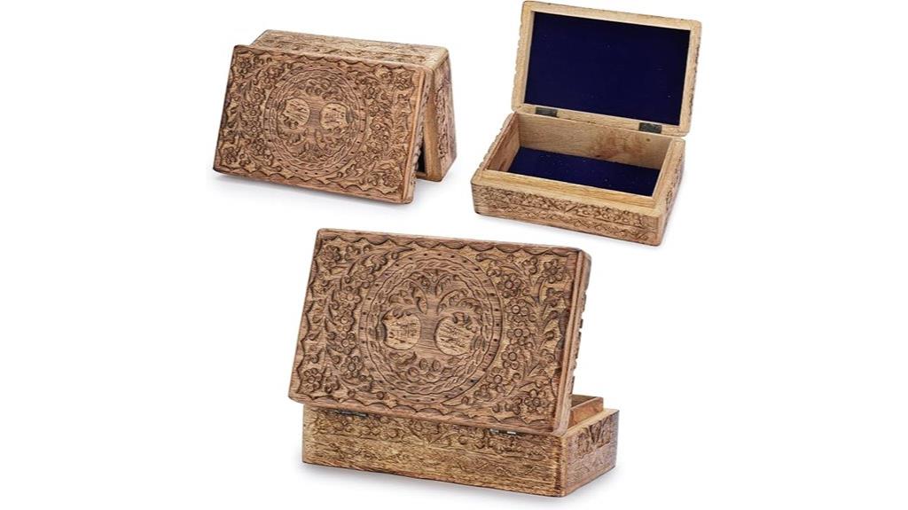 wooden jewelry box with tree