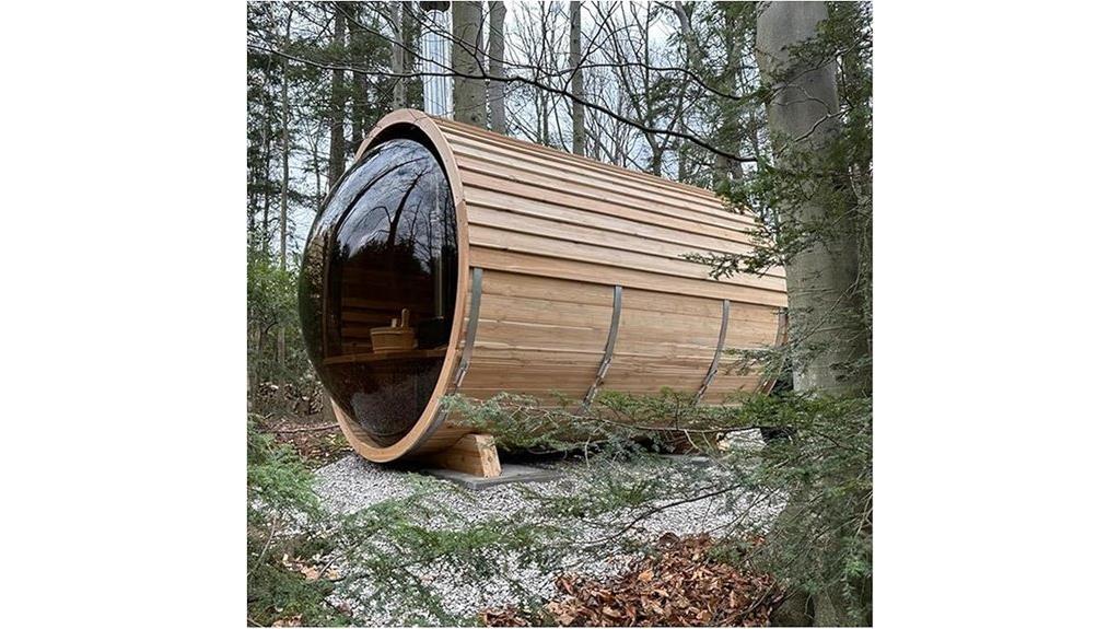wooden sauna with panorama