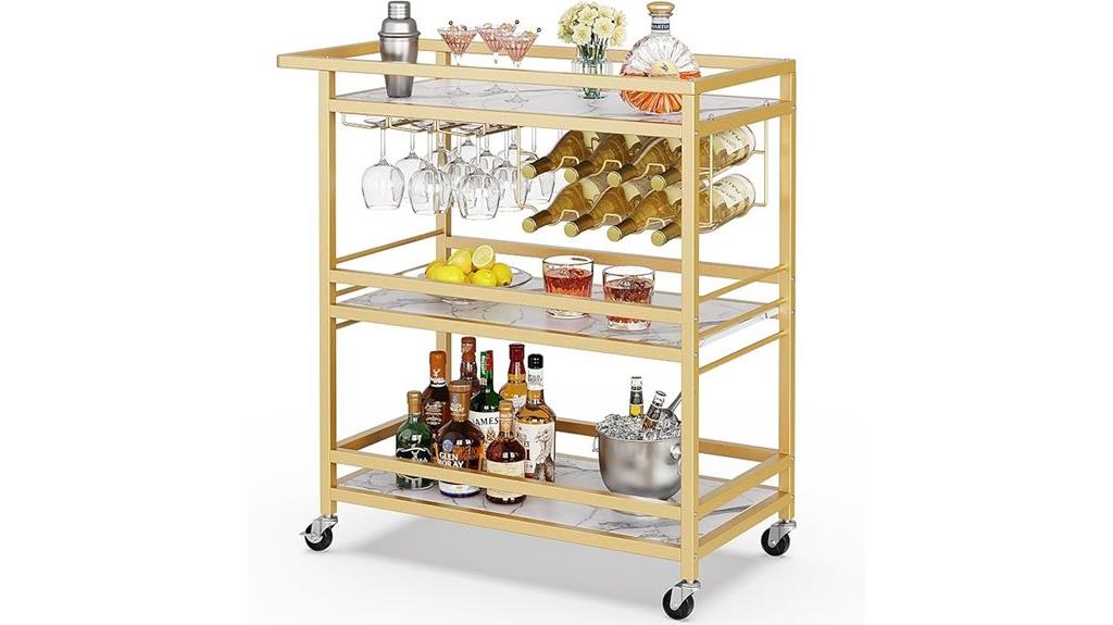 wooden shelves mobile cart